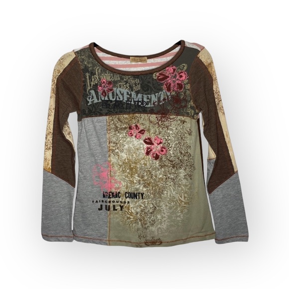 new skinny minnie 𖦹 Amusement Fair Patch Tee 𖦹 Embellished Mixed Print 𖦹 S - Picture 14 of 15